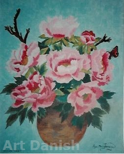 bonderoser i krukke acryl painting